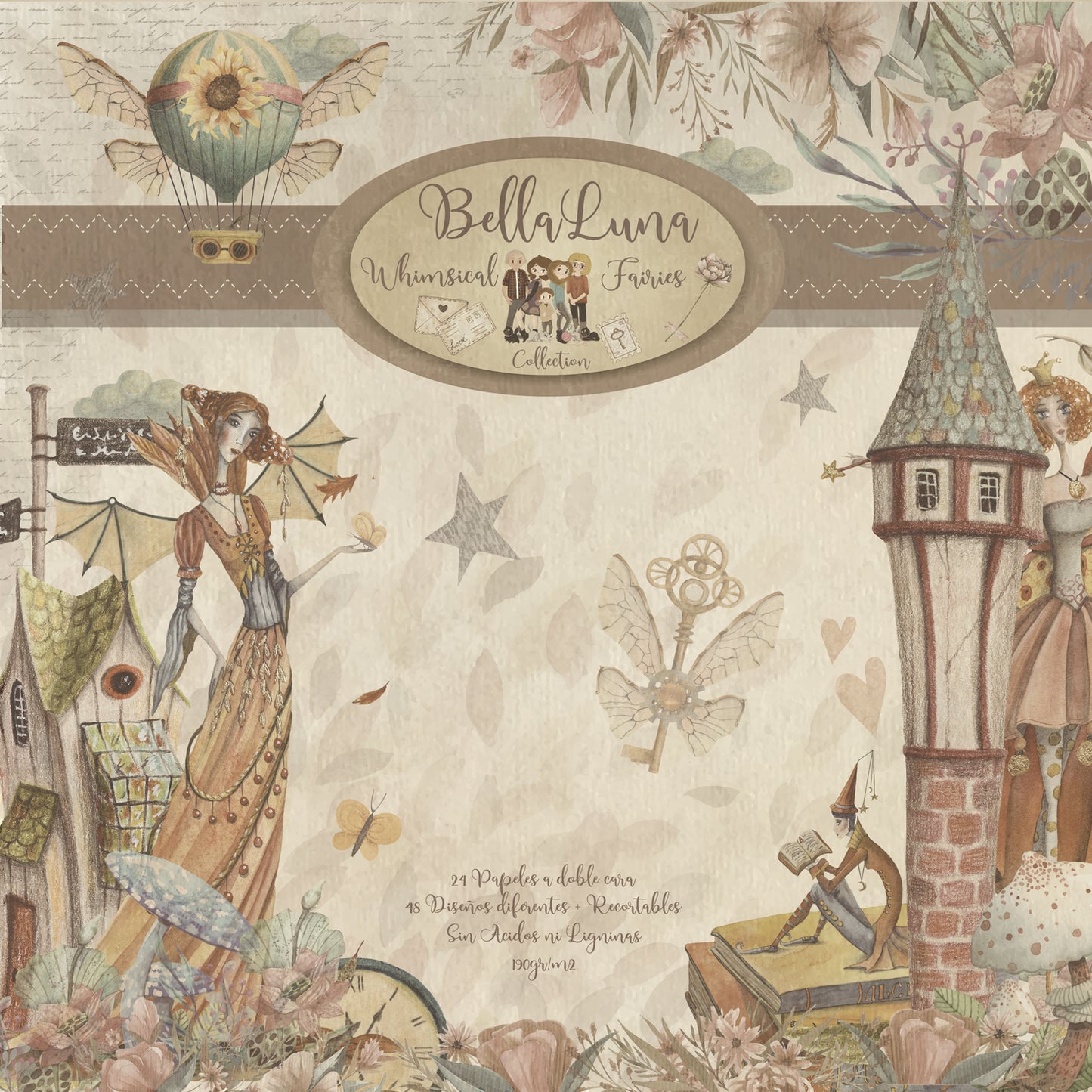 Pad 12x12" Bellaluna Crafts con 24 papeles doble cara Whimsical Fairies