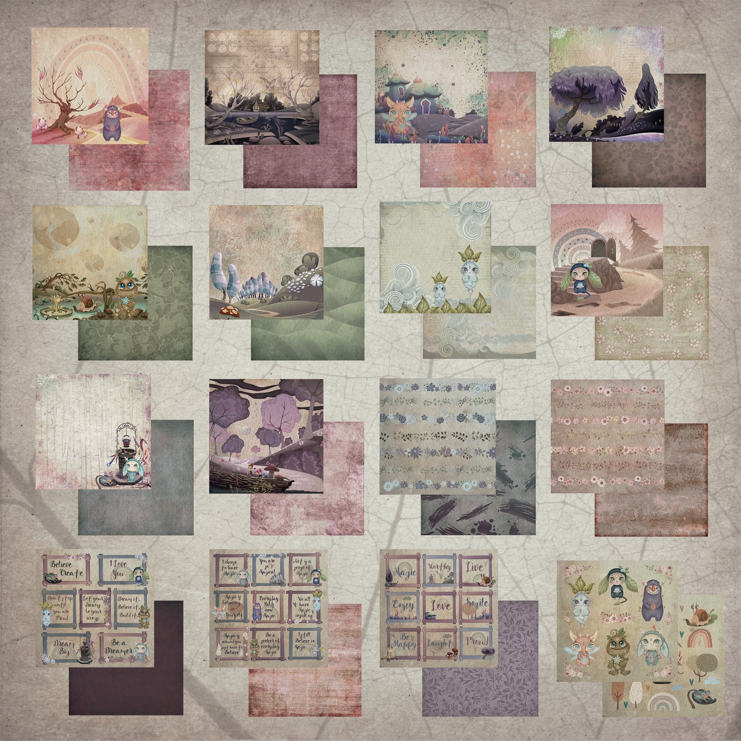 Pad 12x12" Bellaluna Crafts con 15 papeles doble cara Magic Forest