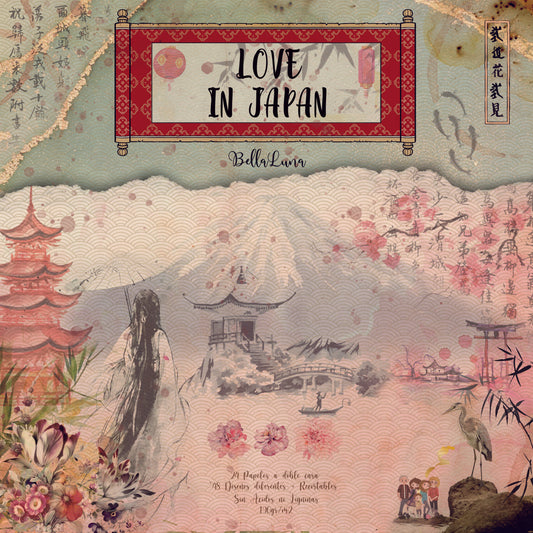 Pad 12x12" Bellaluna Crafts con 24 papeles doble cara Love In Japan