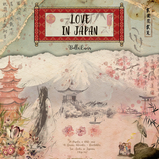 Pad 8x8" Bellaluna Crafts con 24 papeles doble cara Love In Japan