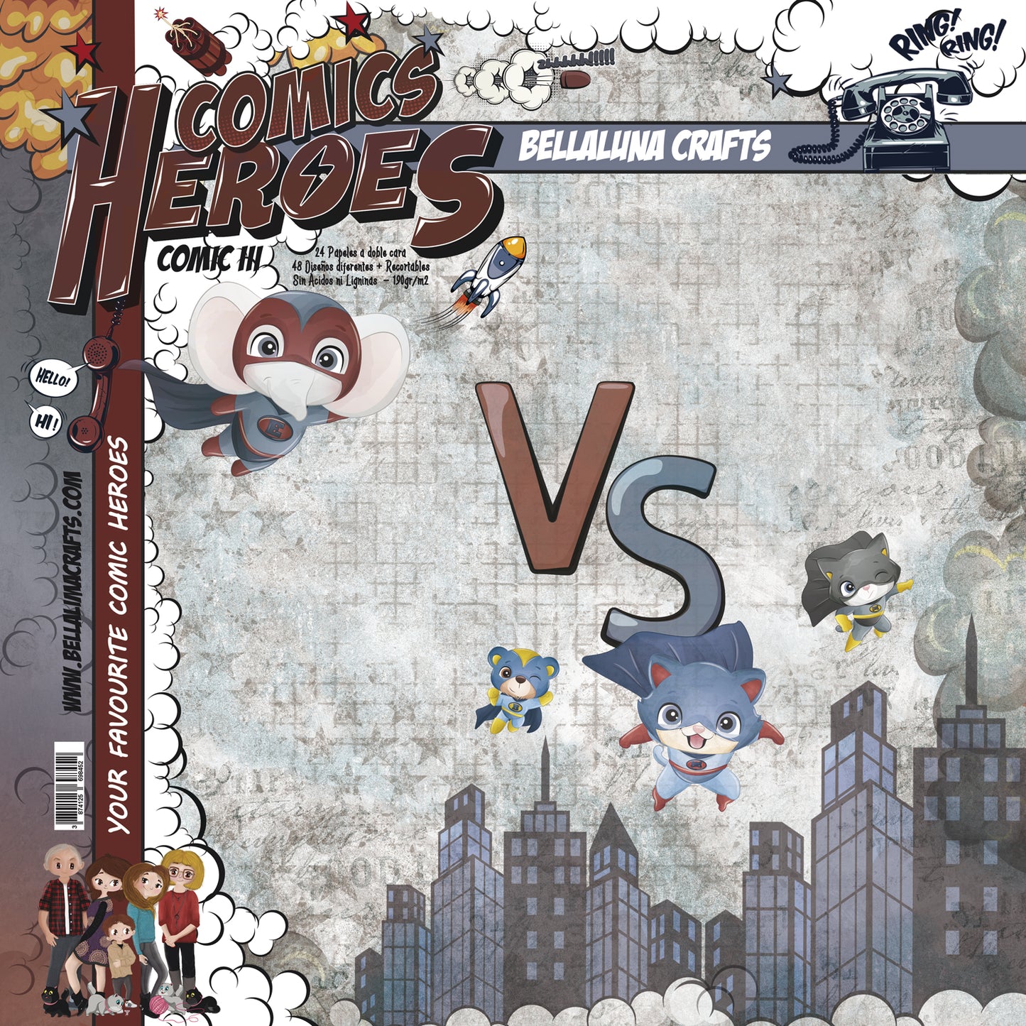 Pad 12x12" Bellaluna Crafts con 24 papeles doble cara Comic Heroes
