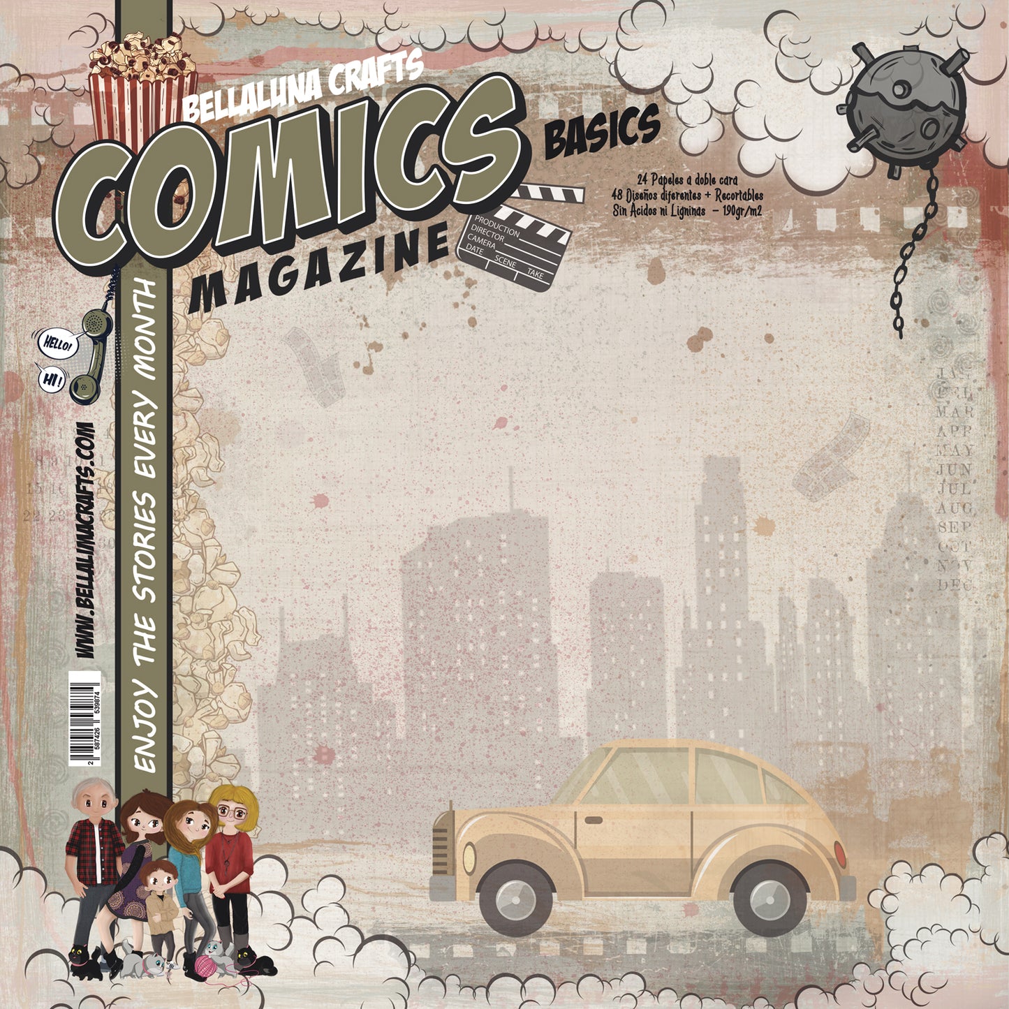 Pad 12x12" Bellaluna Crafts con 24 papeles doble cara Comic Magazine