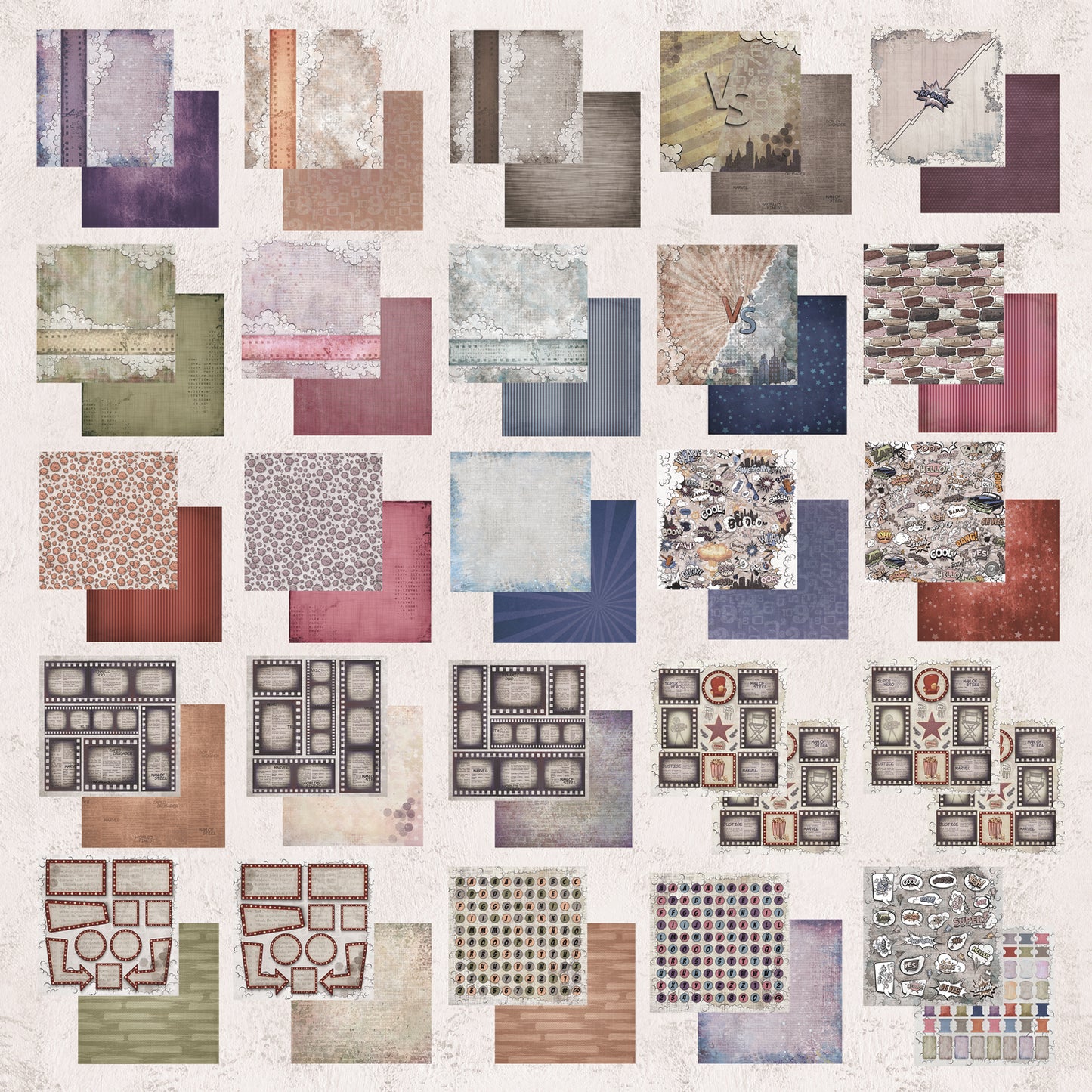 Pad 12x12" Bellaluna Crafts con 24 papeles doble cara Comic Magazine
