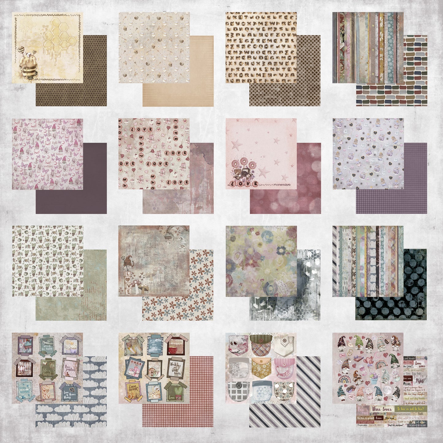 Pad 12x12" Bellaluna Crafts con 15 papeles doble cara Bee You