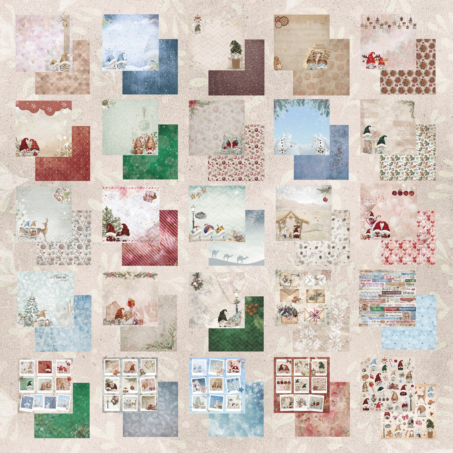 Pad 12x12" Bellaluna Crafts con 24 papeles doble cara Christmas Gnomes