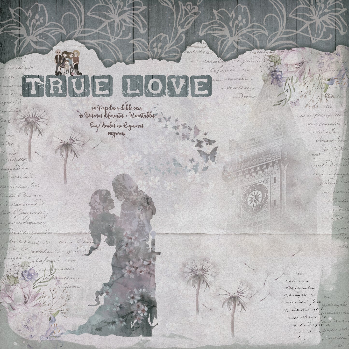 Pad 8x8" Bellaluna Crafts con 24 papeles doble cara True Love