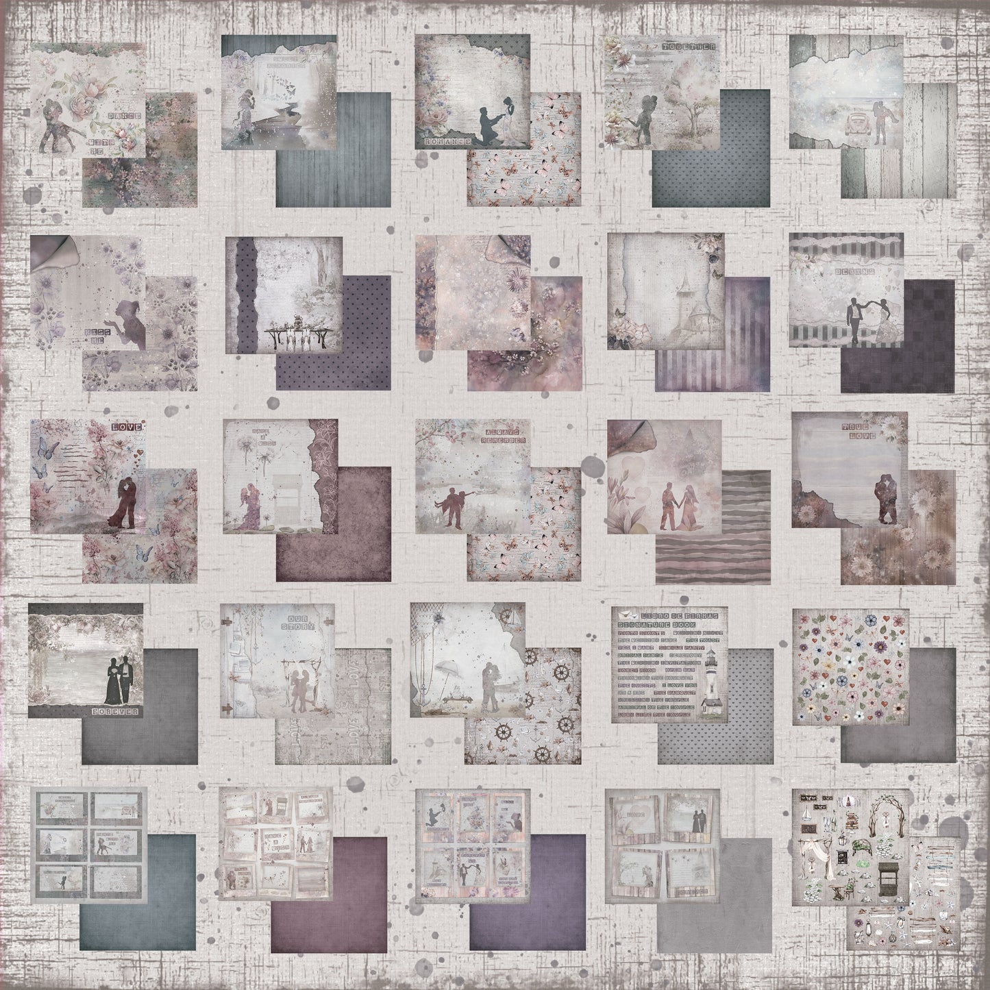 Pad 8x8" Bellaluna Crafts con 24 papeles doble cara True Love