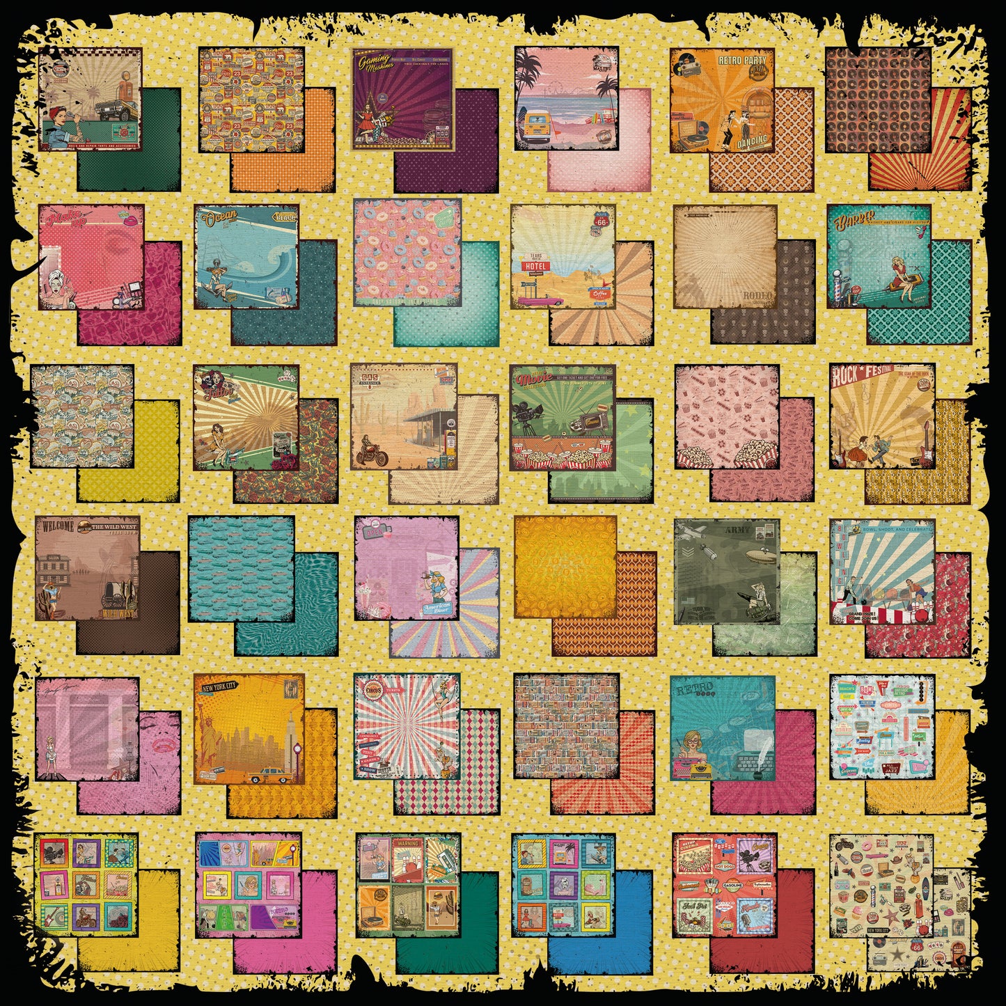 Pad 8x8" Bellaluna Crafts con 35 papeles doble cara Retro Pin Up