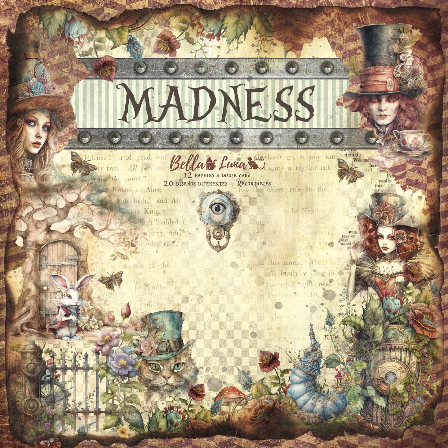 Pad 12x12" Bellaluna Crafts con 12 papeles doble cara Madness