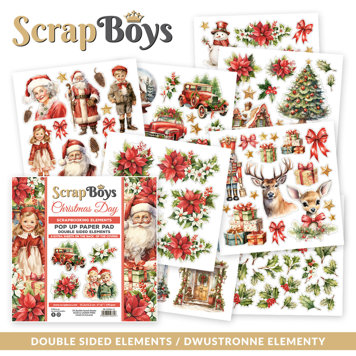 Block de papeles 6x6" Scrap Boys Pop Up con recortables Christmas Day