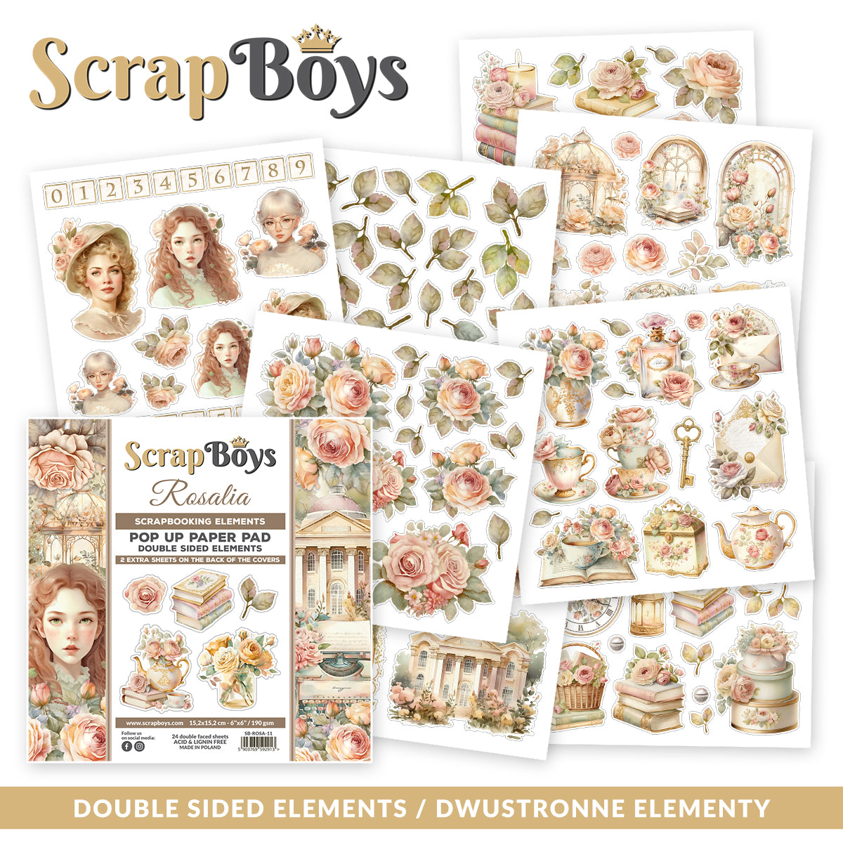 Block de papeles 6x6" Scrap Boys Pop Up con recortables Rosalia