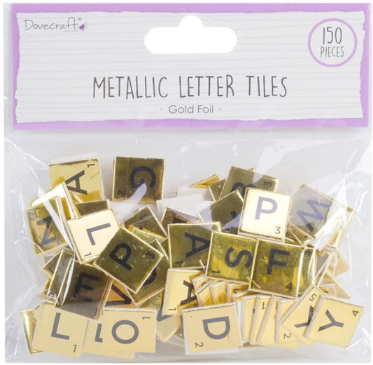 Dovecraft Essentials Metallic Letter Tiles Gold 150 pcs