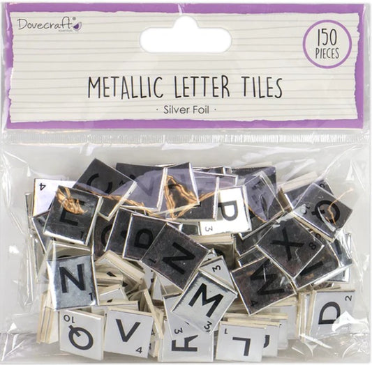 Dovecraft Essentials Metallic Letter Tiles Silver 150 pcs