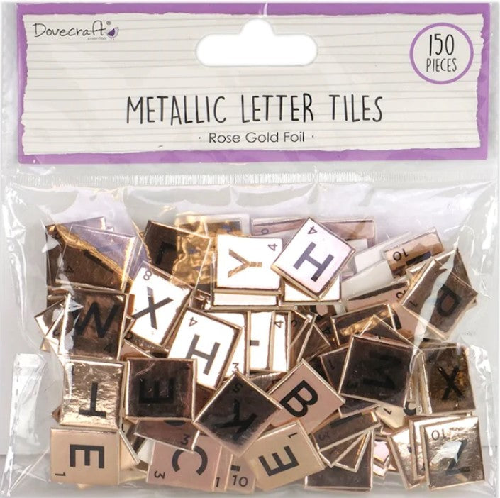 Dovecraft Essentials Metallic Letter Tiles - Rose Gold