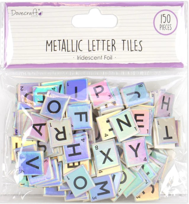 Dovecraft Essentials Metallic Letter Tiles - Iridescent