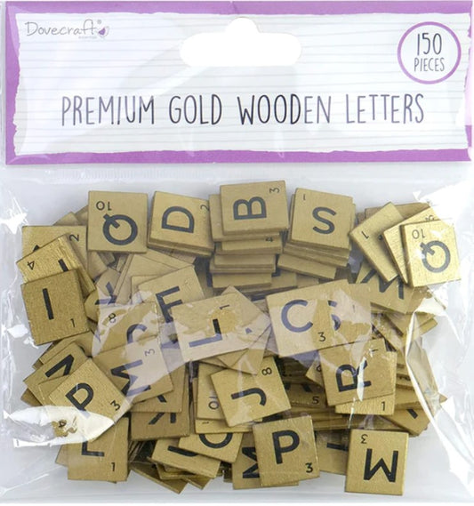 Dovecraft Essentials Premium Wooden Letters - Gold