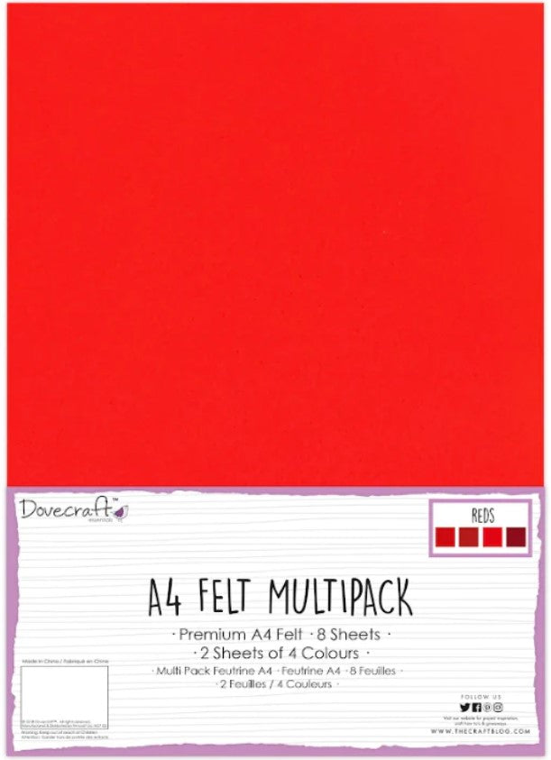 Dovecraft A4 Felt - Reds