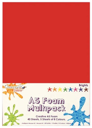 Dovecraft A5 Foam Multipack - 10 Colours - 40 Sheets