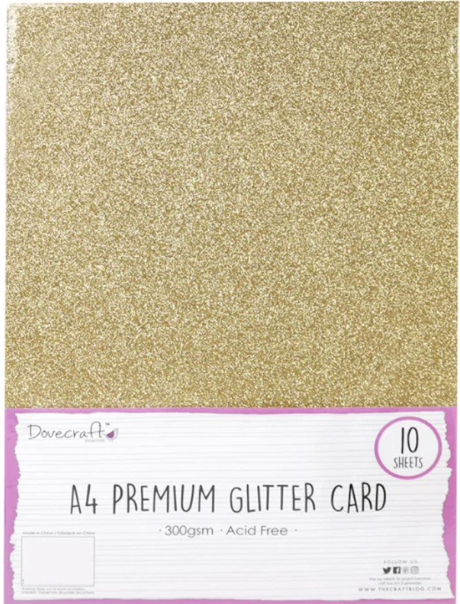 A4 Glitter Card Gold 300gsm 10 Sheets