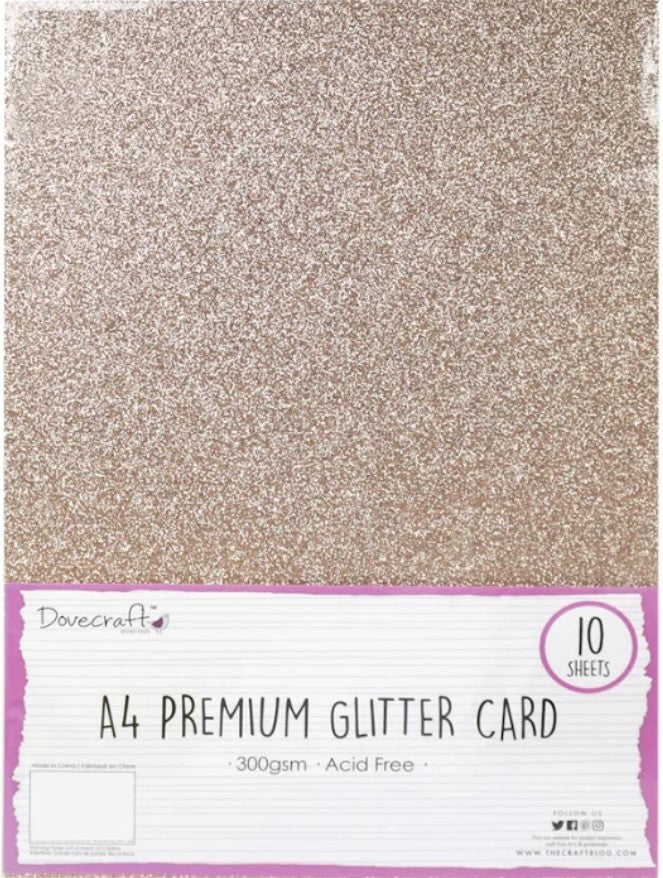 A4 Glitter Card Light Rose Gold 300gsm 10 Sheets