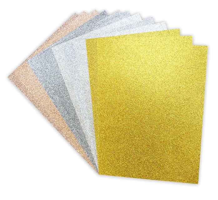 A4 Double Sided Glitter Bumper Pack - Metallic - 350gsm - 12 sheets