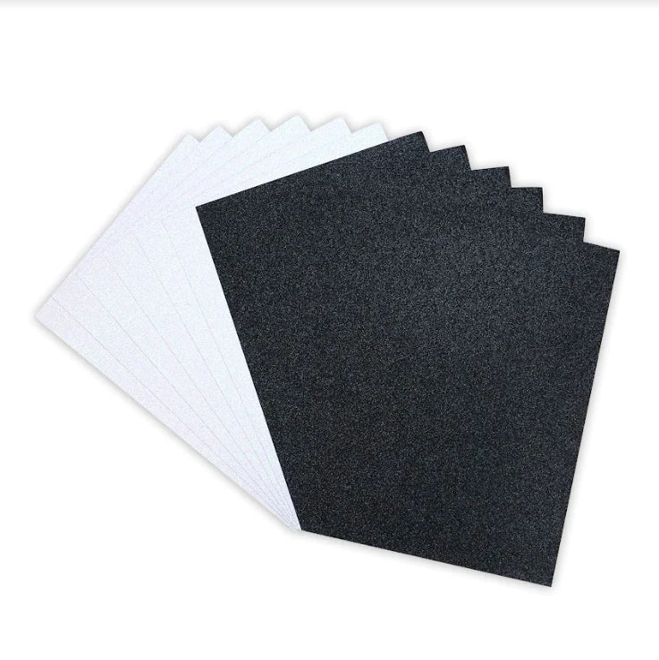 Pad de cartulinas adhesivas con glitter A5 Black & White 12 hojas