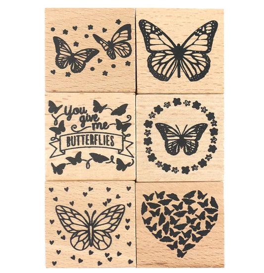 Set con 6 sellos de madera Dovecraft Butterflies