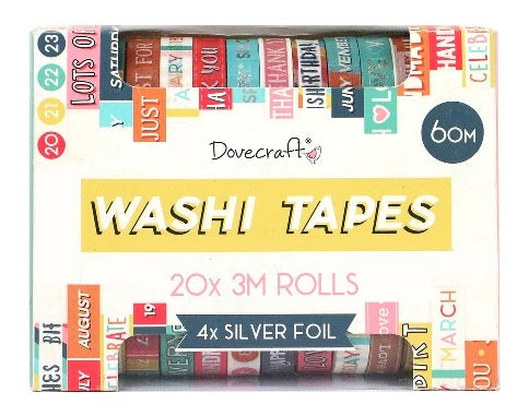 Dovecraft Washi Tape Box 20 Rolls - Sentiments