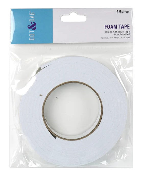 Dot & Dab Foam Tape 18mm x 2.5m x 4mm white