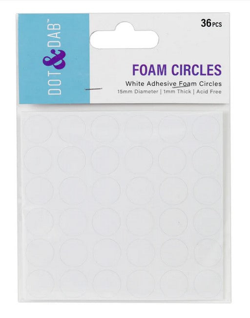 Dot & Dab Adhesive Foam Circles 1mm x 15mm diameter x36