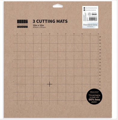 FIRST EDITION 12 X 12 TRANSPARENT STANDARD GRIP CUTTING MAT X3