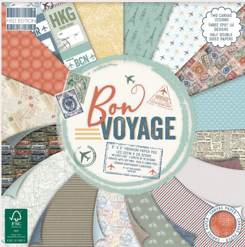 First Edition FSC 8x8 Paper Pad - Bon Voyage