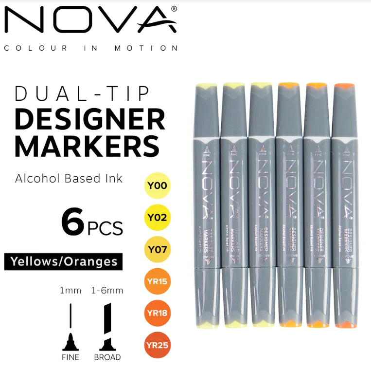 Sketch Markers - 6pcs - Yellows/ Oranges