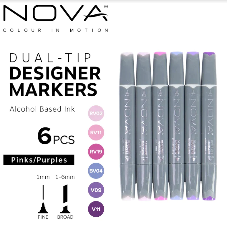 Sketch Markers - 6pcs - Purples/ Pinks