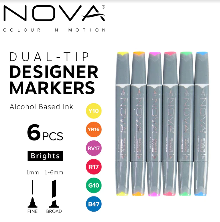 Sketch Markers - 6pcs - Brights