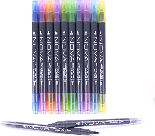 Dual Tip Watercolour Markers - Rainbow - 10pk