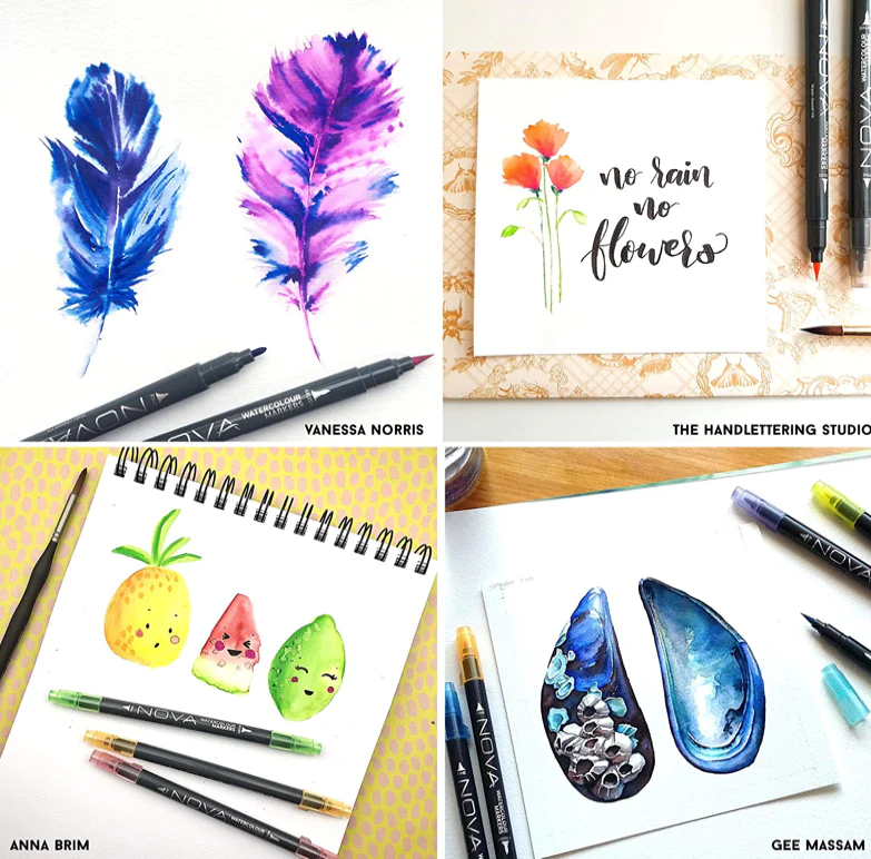Dual Tip Watercolour Markers - Rainbow - 10pk