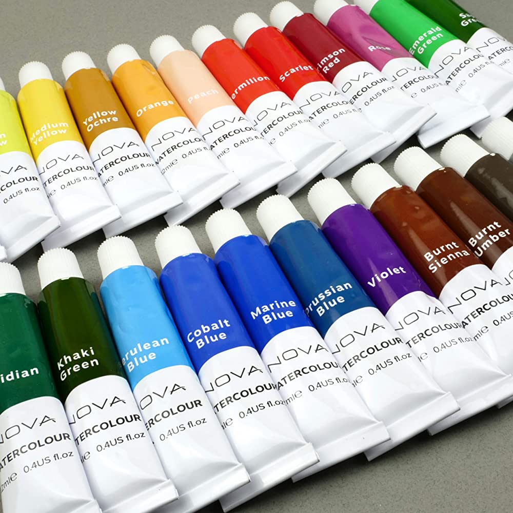 Set de acuarelas en tubo Premium Nova 24 colores + 3 pinceles
