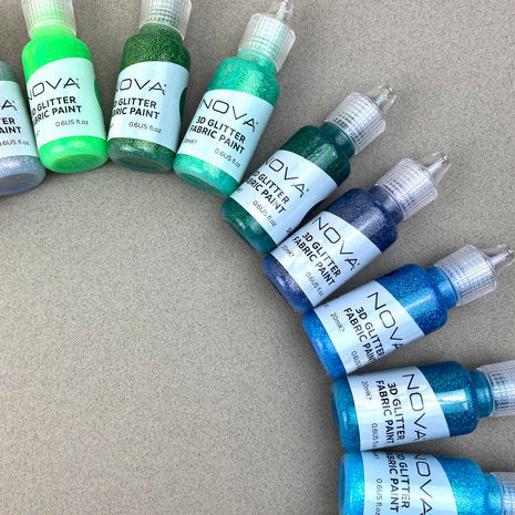Nova 24 3D Glitter Fabric Paints