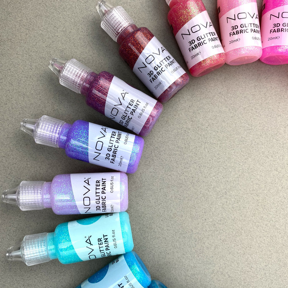 Nova 24 3D Glitter Fabric Paints