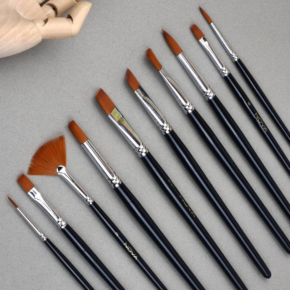 Nova 10 Piece Paint Brush Set