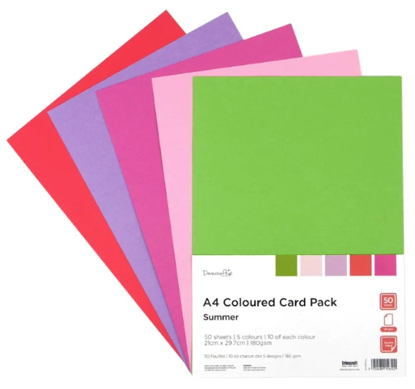 Pack de cartulinas lisas Dovecraft A4 50 hojas Summer