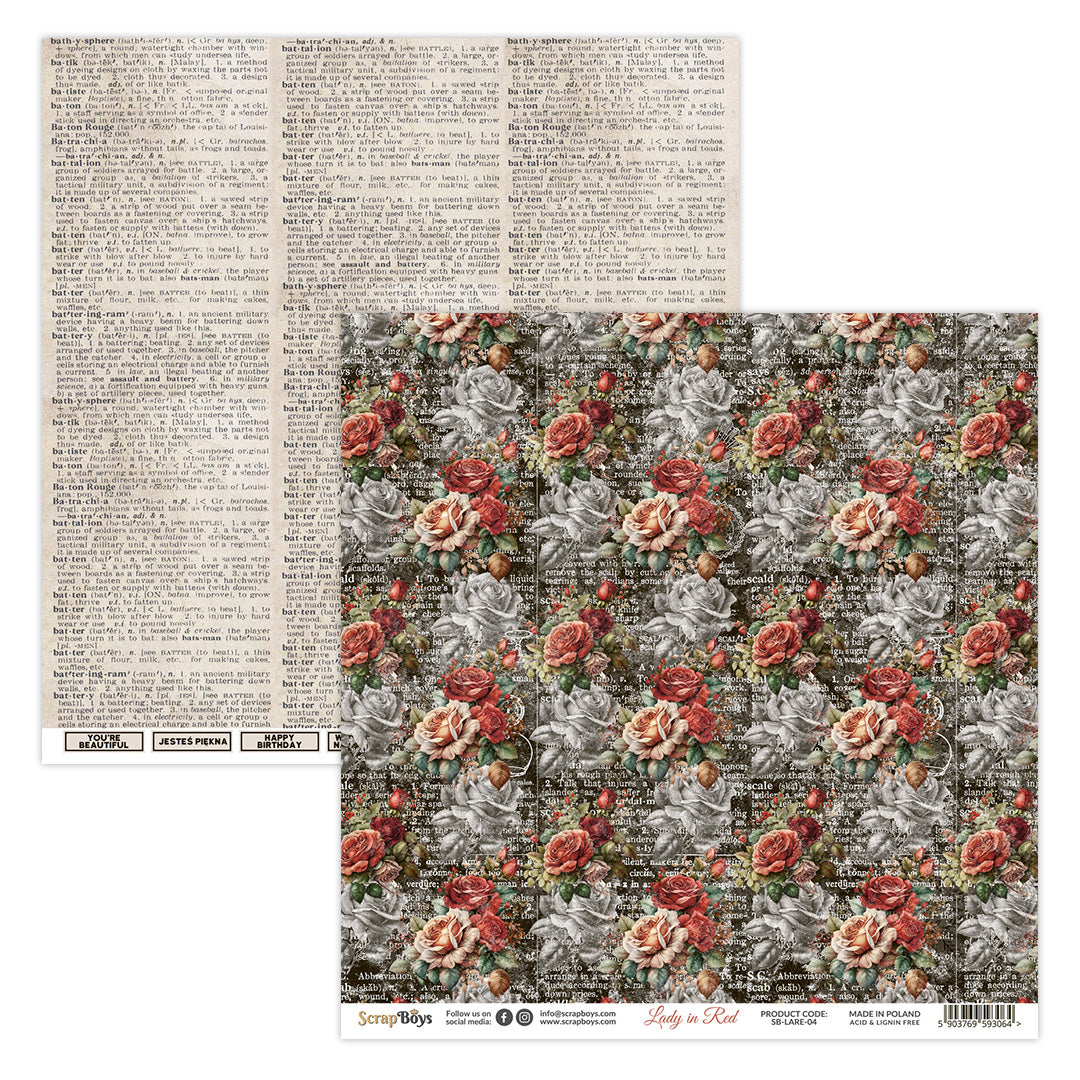 Papel Scrap Boys 12x12" Lady in Red 4