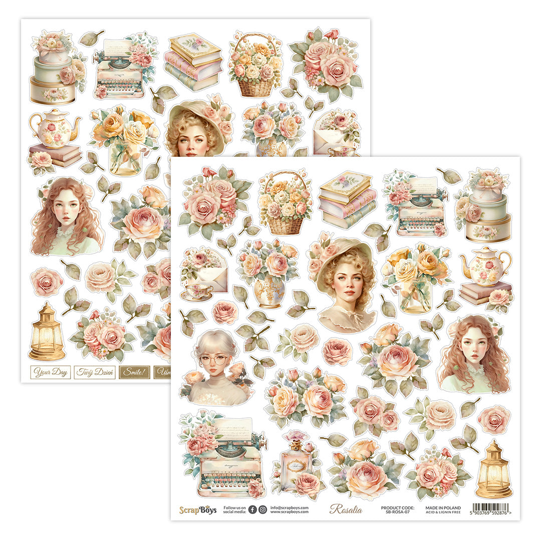 Papel Scrap Boys con recortables 12x12" Rosalia 7