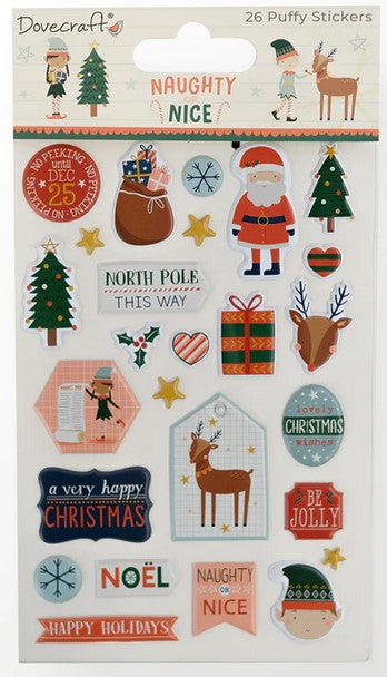 Pegatinas puffy Dovecraft Christmas Naughty or Nice