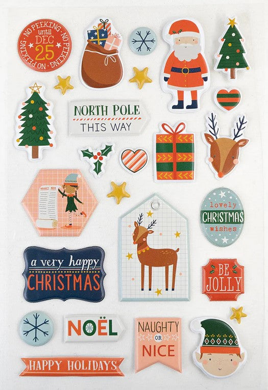 Pegatinas puffy Dovecraft Christmas Naughty or Nice