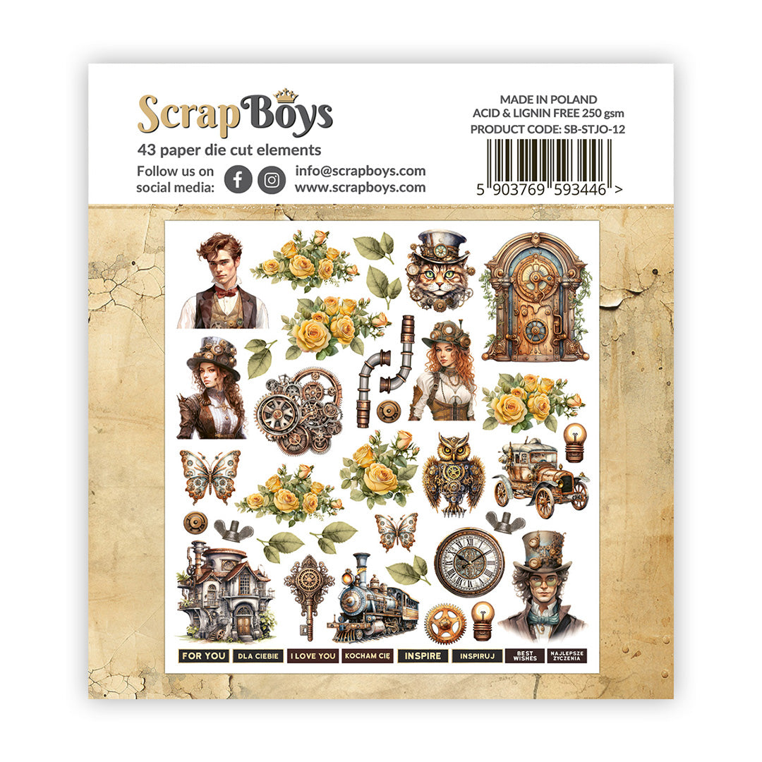 Set de die cuts Scrap Boys colección Steampunk Journey 43 pcs