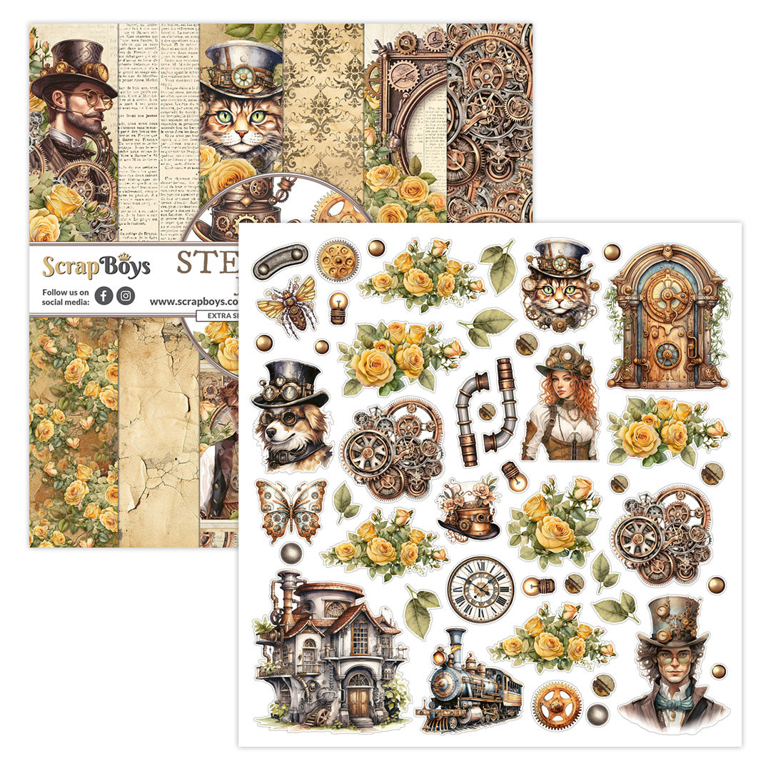 Set de papeles Scrap Boys 12x12" Steampunk Journey