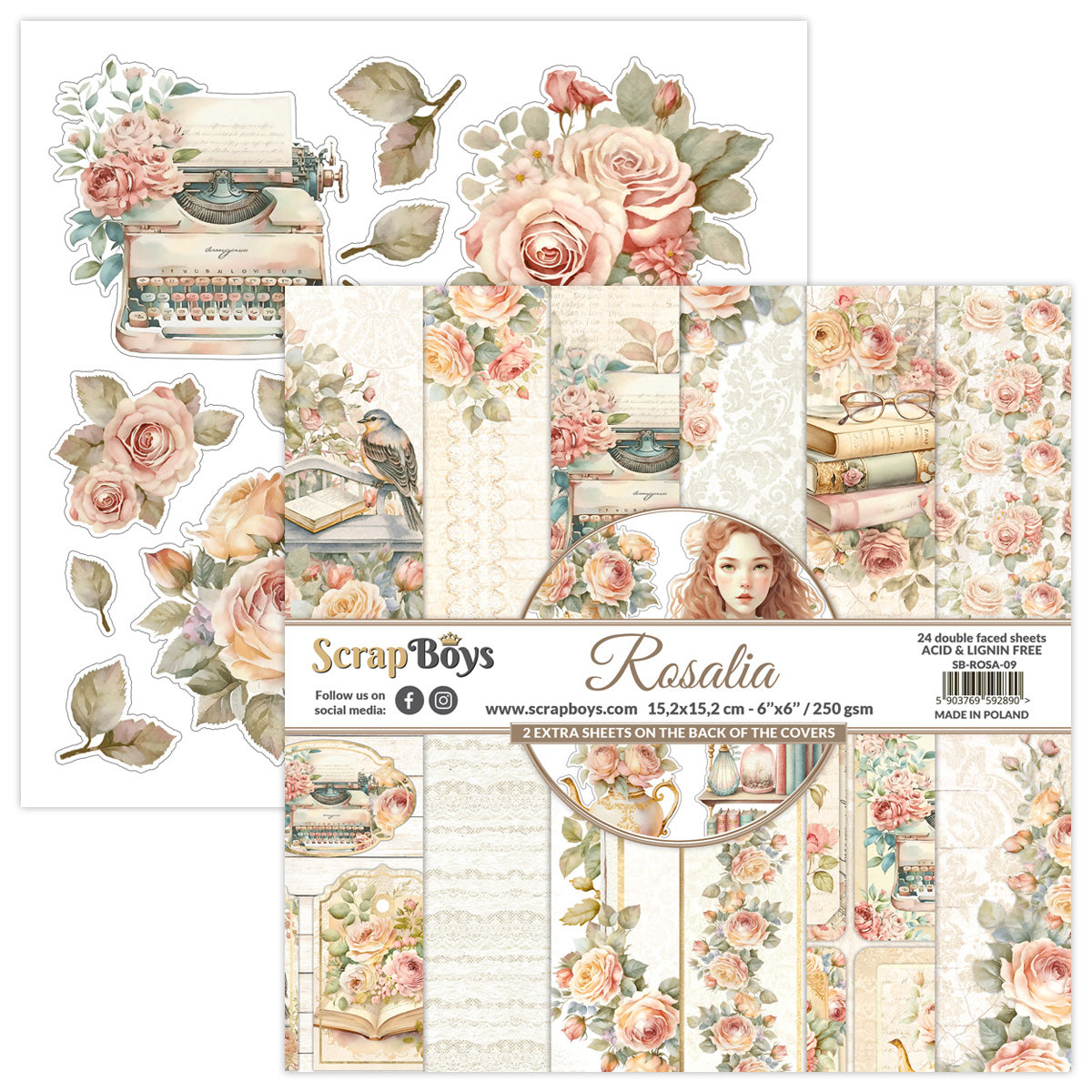 Set de papeles Scrap Boys 6x6" Rosalia