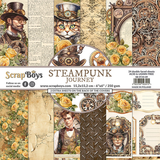 Set de papeles Scrap Boys 6x6" Steampunk Journey